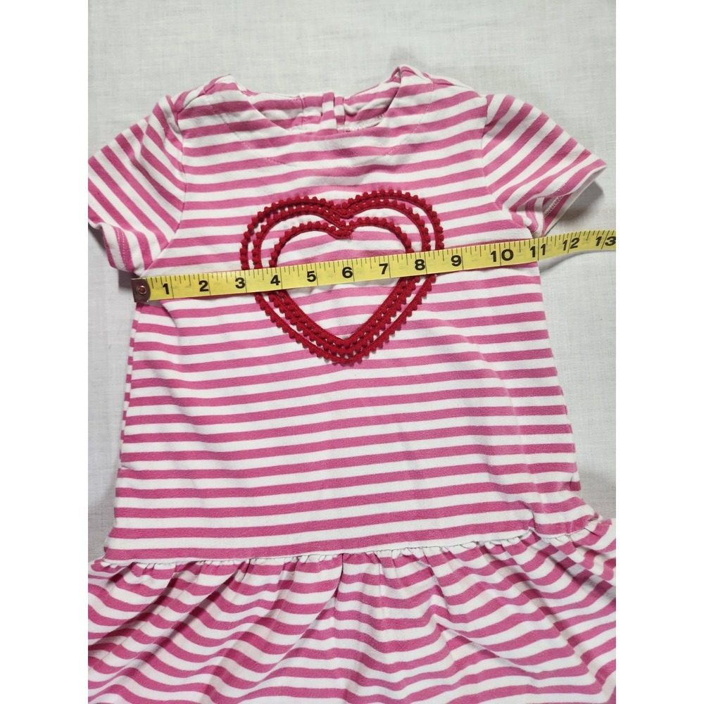 Gymboree Girls Size 3T‎ Pink Striped Heart Tunic With Ruffle Shirt Sleeve